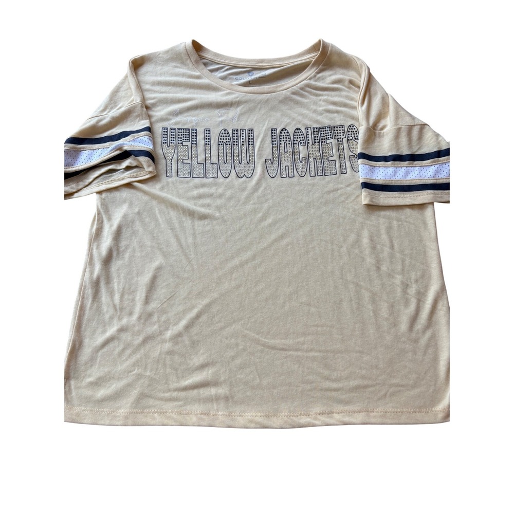 Colosseum Georgia Tech Yellow Jackets Rhinestone T-Shirt Womens L Gold Varsity